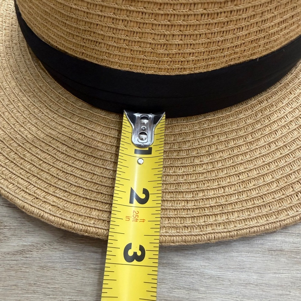 Tommy Bahama Tan Paper Braid Boater Hat Black Band Gold Marlin Pin Large XL - Picture 6 of 7